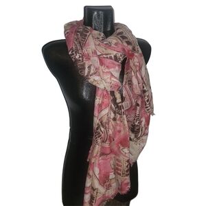 Marie Claire Pink and Tan Women's Scarf